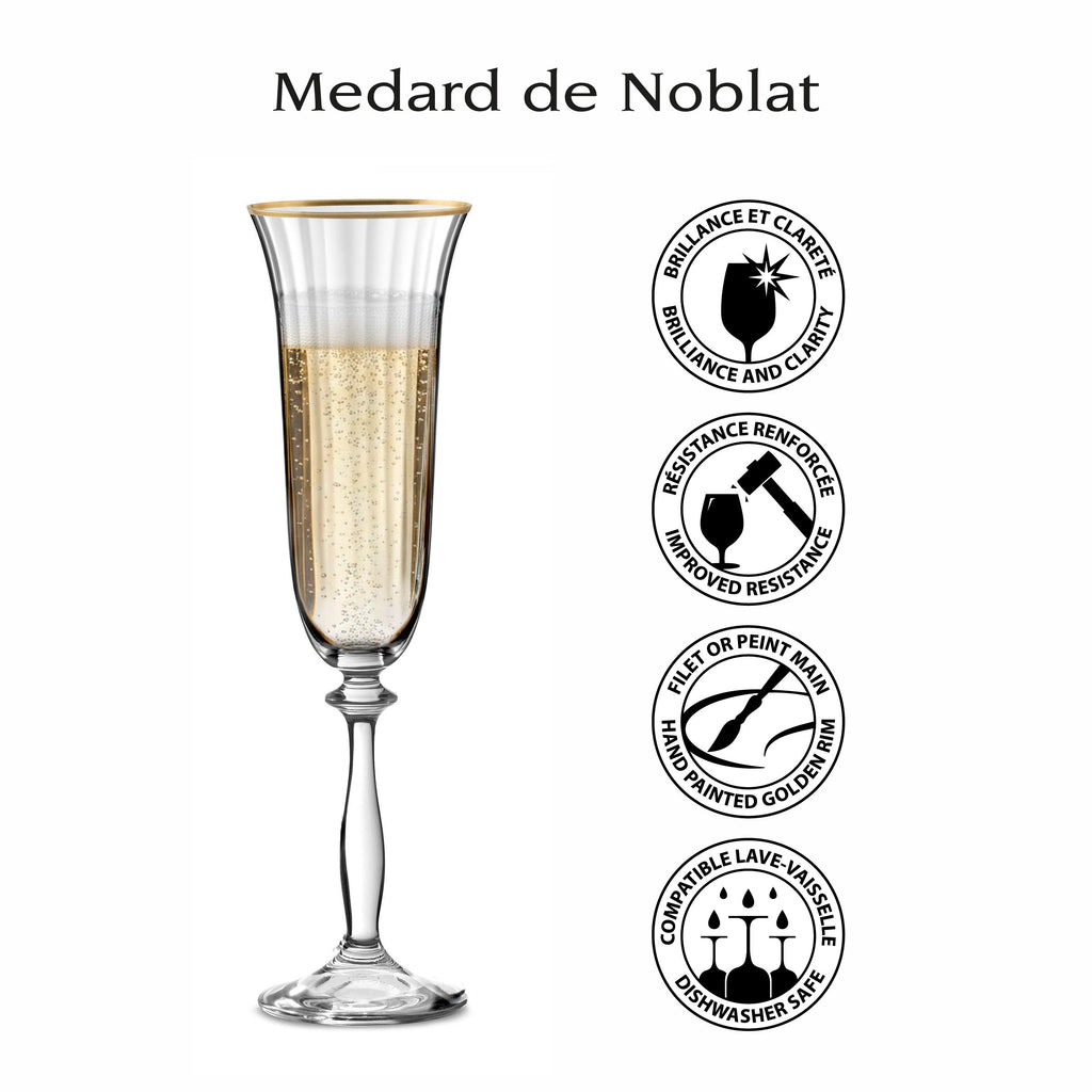 Altesse - Lot De 6 Flûtes À Champagne 19Cl - Cristallin - Translucide/Bordure Dorée