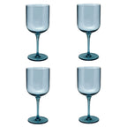 Eyden - Lot De 4 Verres À Pied 35 Cl - Verre Soufflé Bouche - Bleu