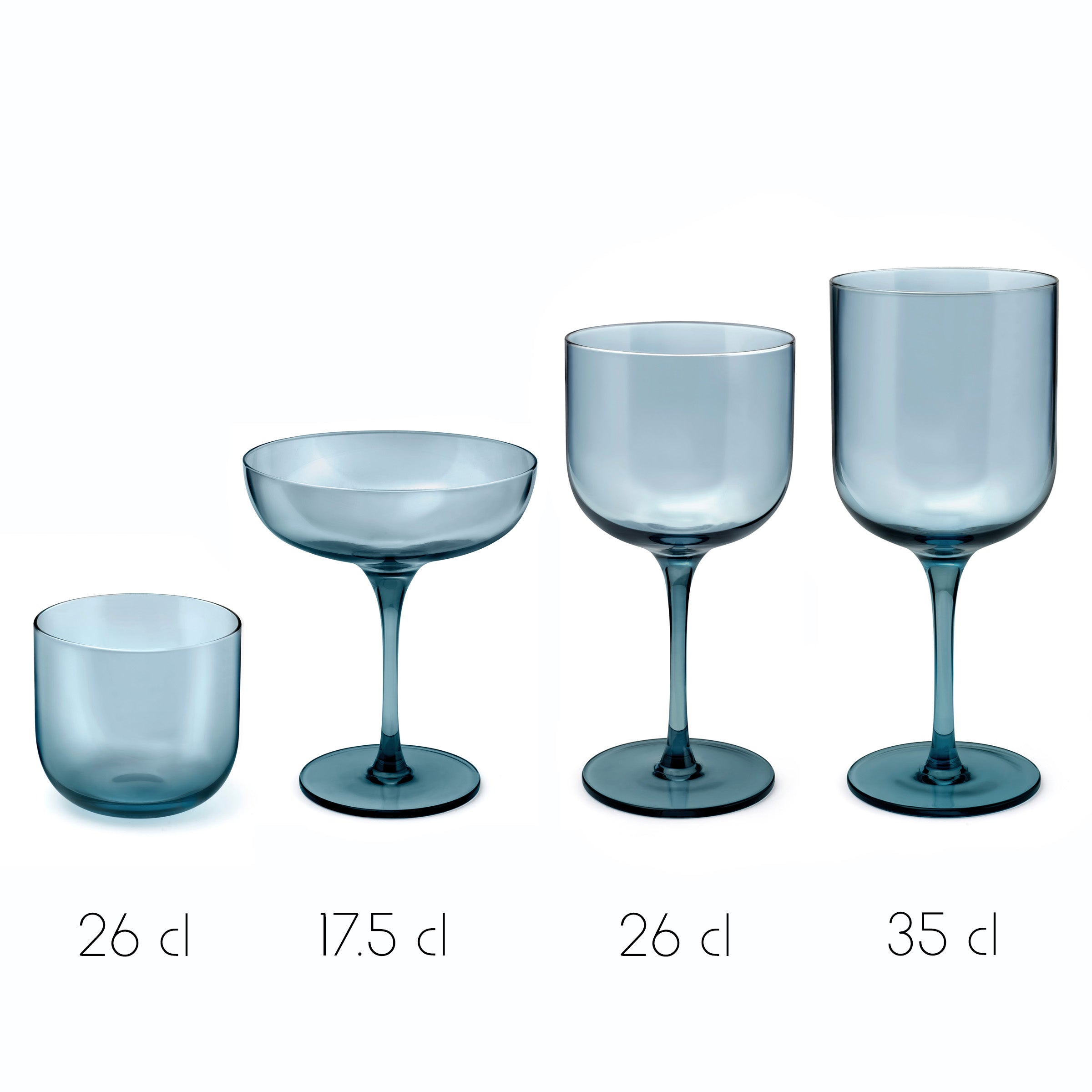 Eyden - Lot De 4 Verres À Pied 35 Cl - Verre Soufflé Bouche - Bleu