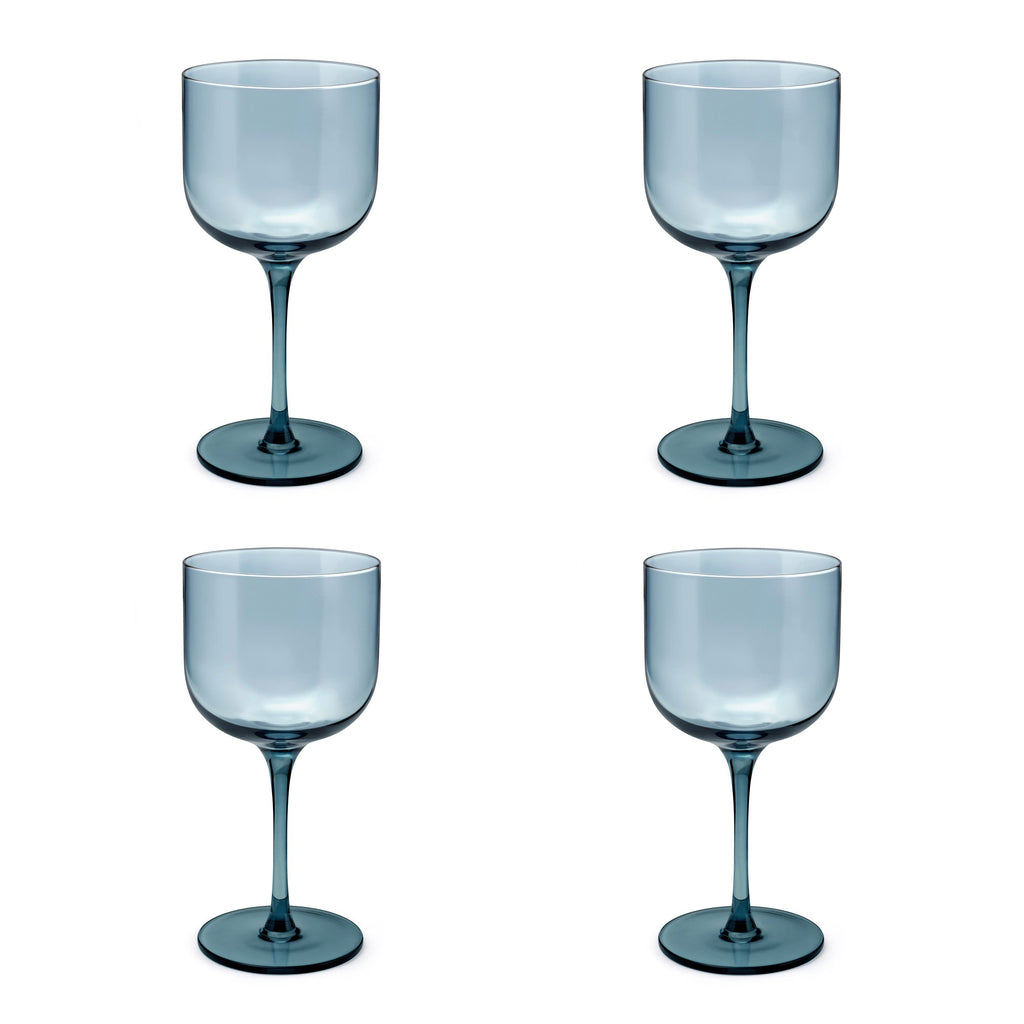 Eyden - Lot De 4 Verres À Pied 26 Cl - Verre Soufflé Bouche - Bleu