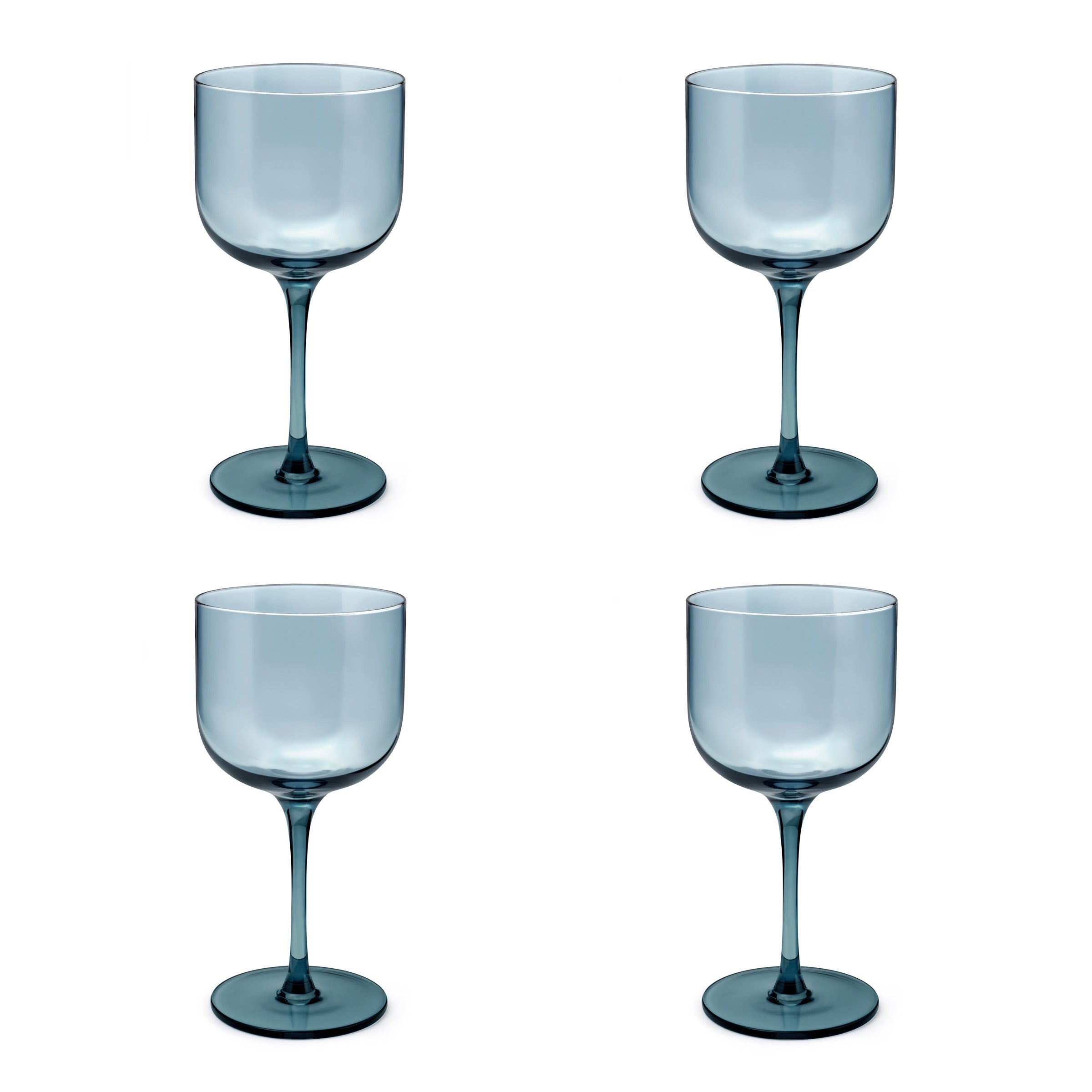 Eyden - Lot De 4 Verres À Pied 26 Cl - Verre Soufflé Bouche - Bleu