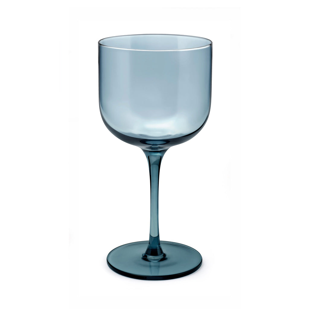 Eyden - Lot De 4 Verres À Pied 26 Cl - Verre Soufflé Bouche - Bleu