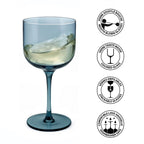 Eyden - Lot De 4 Verres À Pied 26 Cl - Verre Soufflé Bouche - Bleu