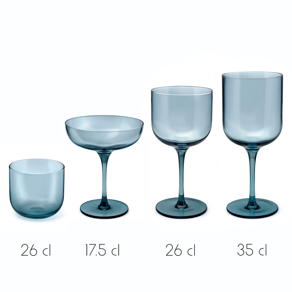 Eyden - Lot De 4 Gobelets 26 Cl - Verre Soufflé Bouche - Bleu