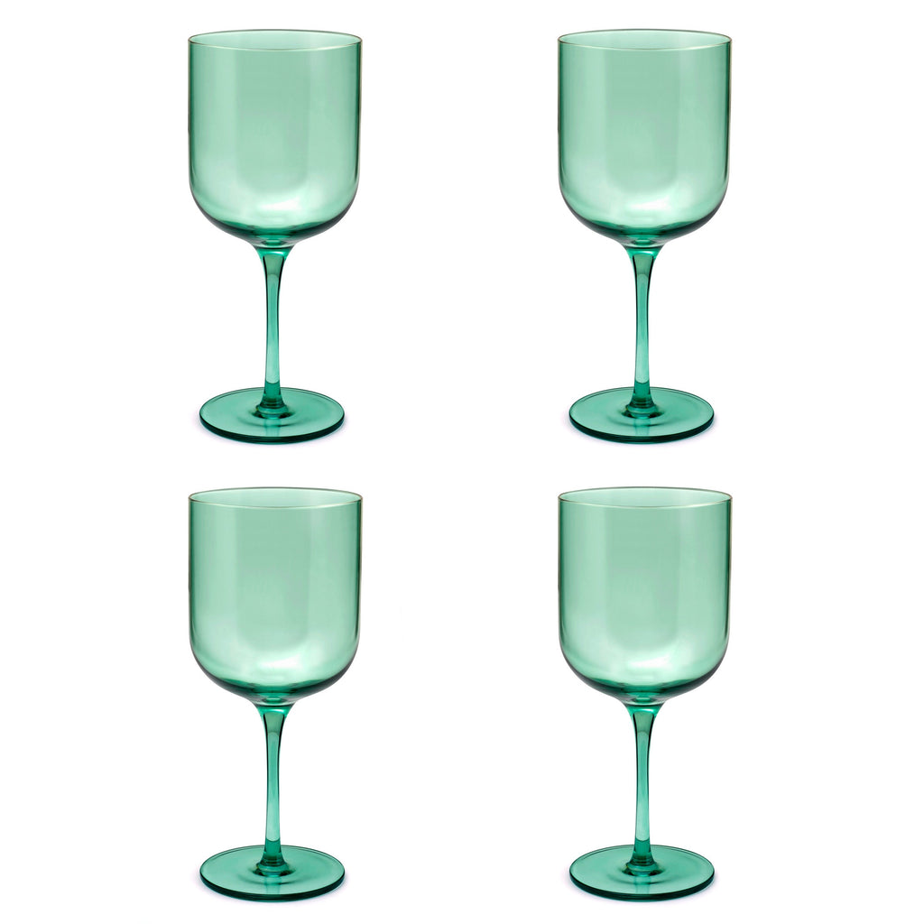 Eyden - Lot De 4 Verres À Pied 35 Cl - Verre Soufflé Bouche - Vert