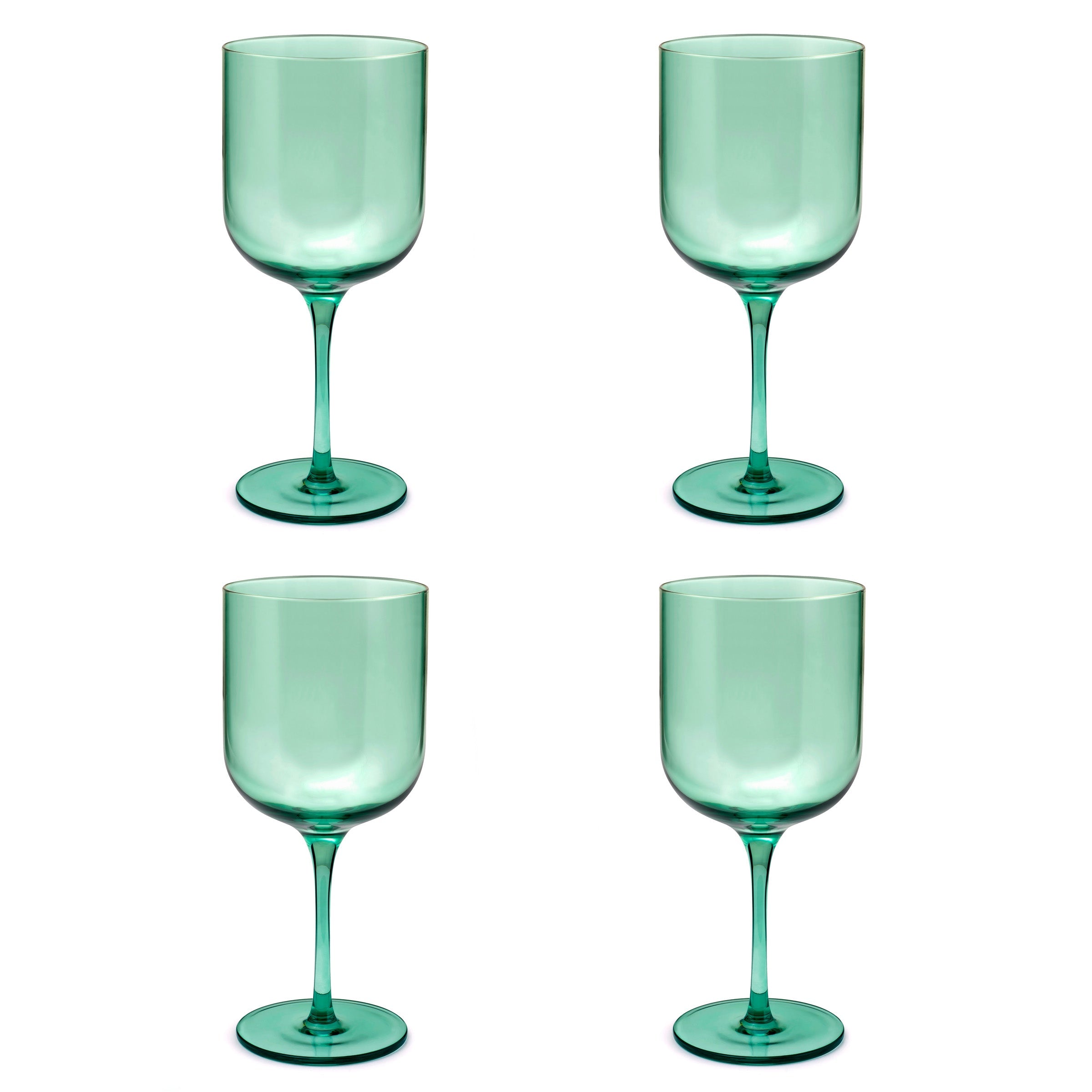 Eyden - Lot De 4 Verres À Pied 35 Cl - Verre Soufflé Bouche - Vert