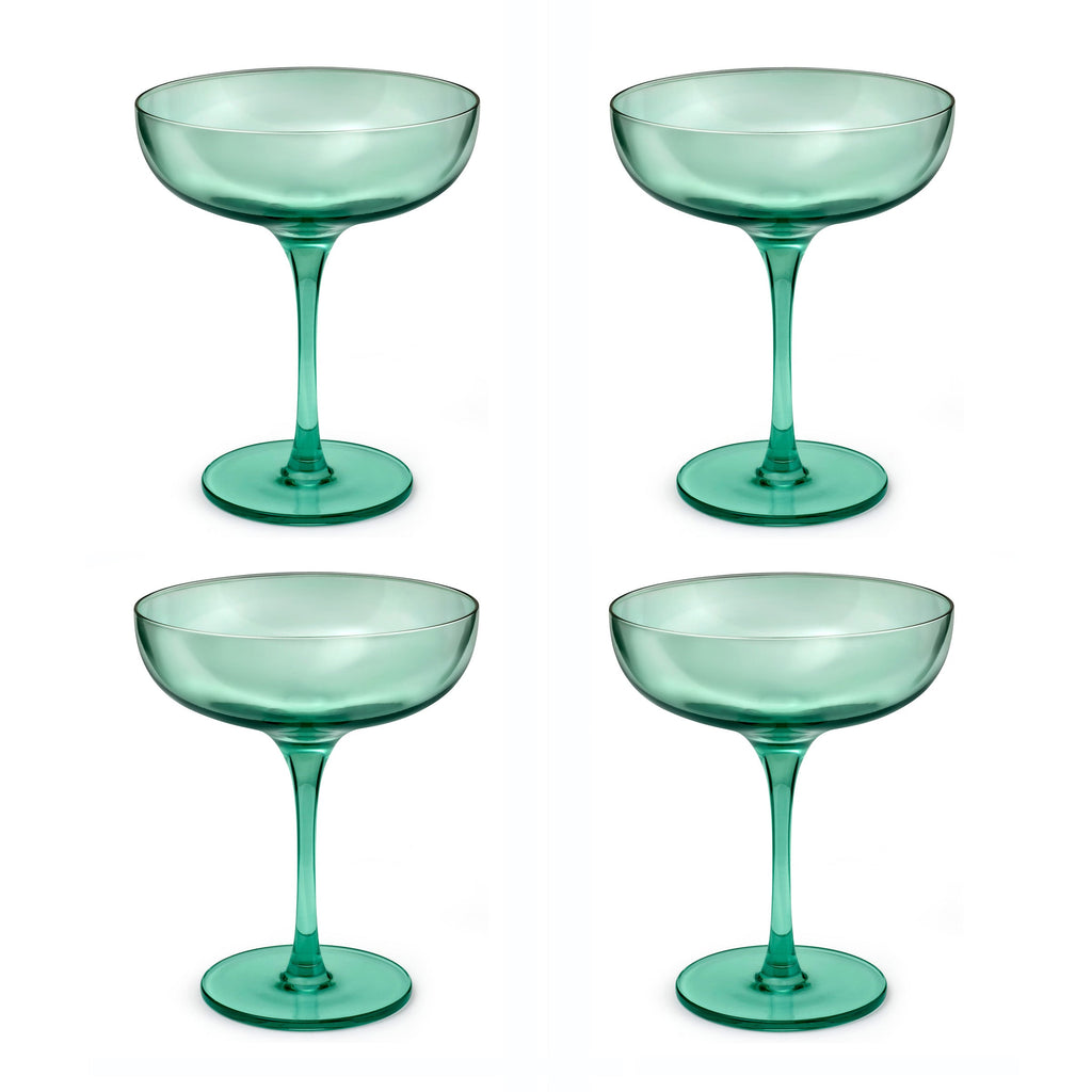 Eyden - Lot De 4 Coupes À Champagne 17 Cl - Verre Soufflé Bouche - Vert