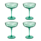 Eyden - Lot De 4 Coupes À Champagne 17 Cl - Verre Soufflé Bouche - Vert