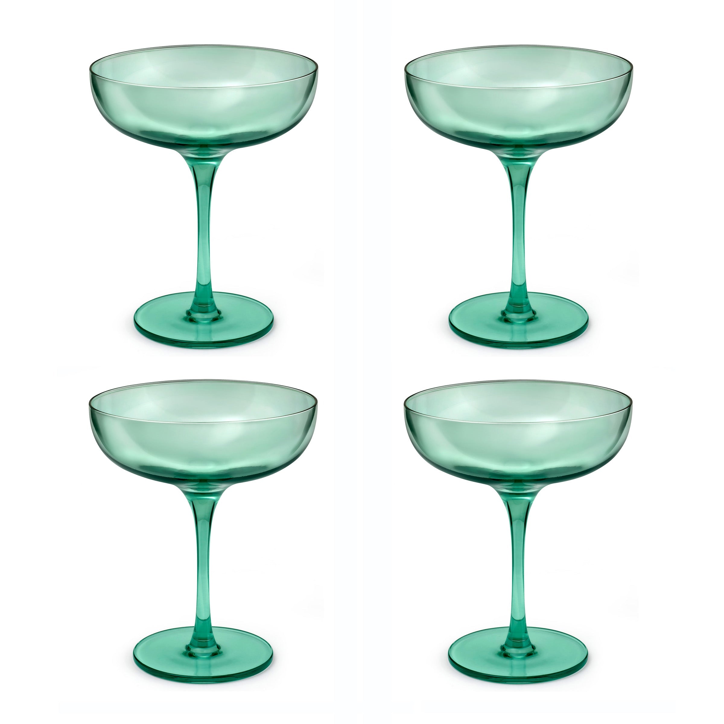 Eyden - Lot De 4 Coupes À Champagne 17 Cl - Verre Soufflé Bouche - Vert