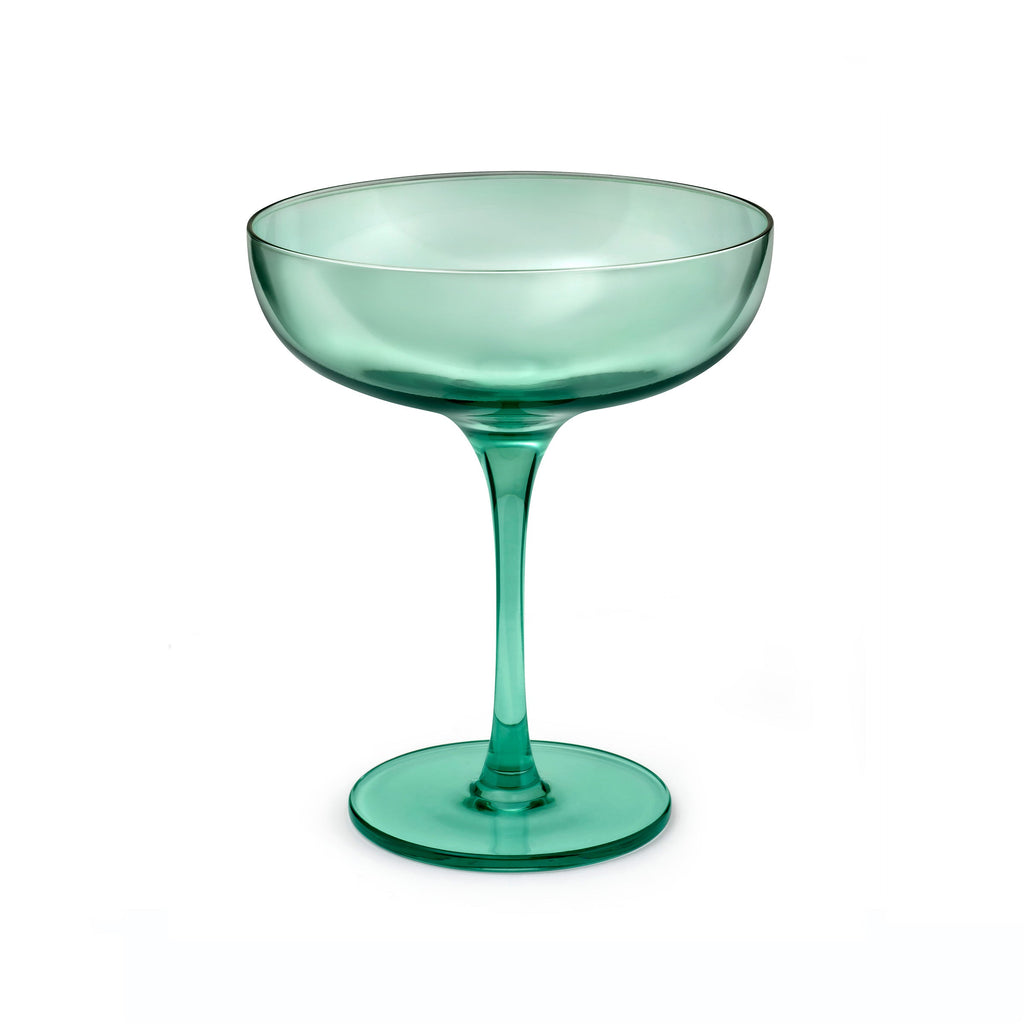 Eyden - Lot De 4 Coupes À Champagne 17 Cl - Verre Soufflé Bouche - Vert