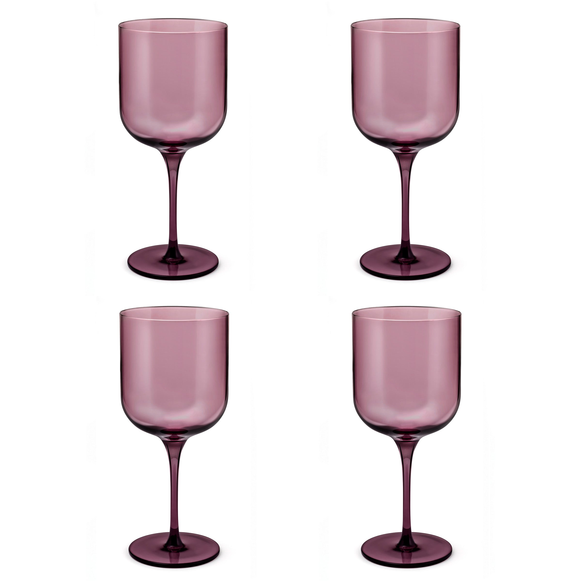 Eyden - Lot De 4 Verres À Pied 35 Cl - Verre Soufflé Bouche - Rose