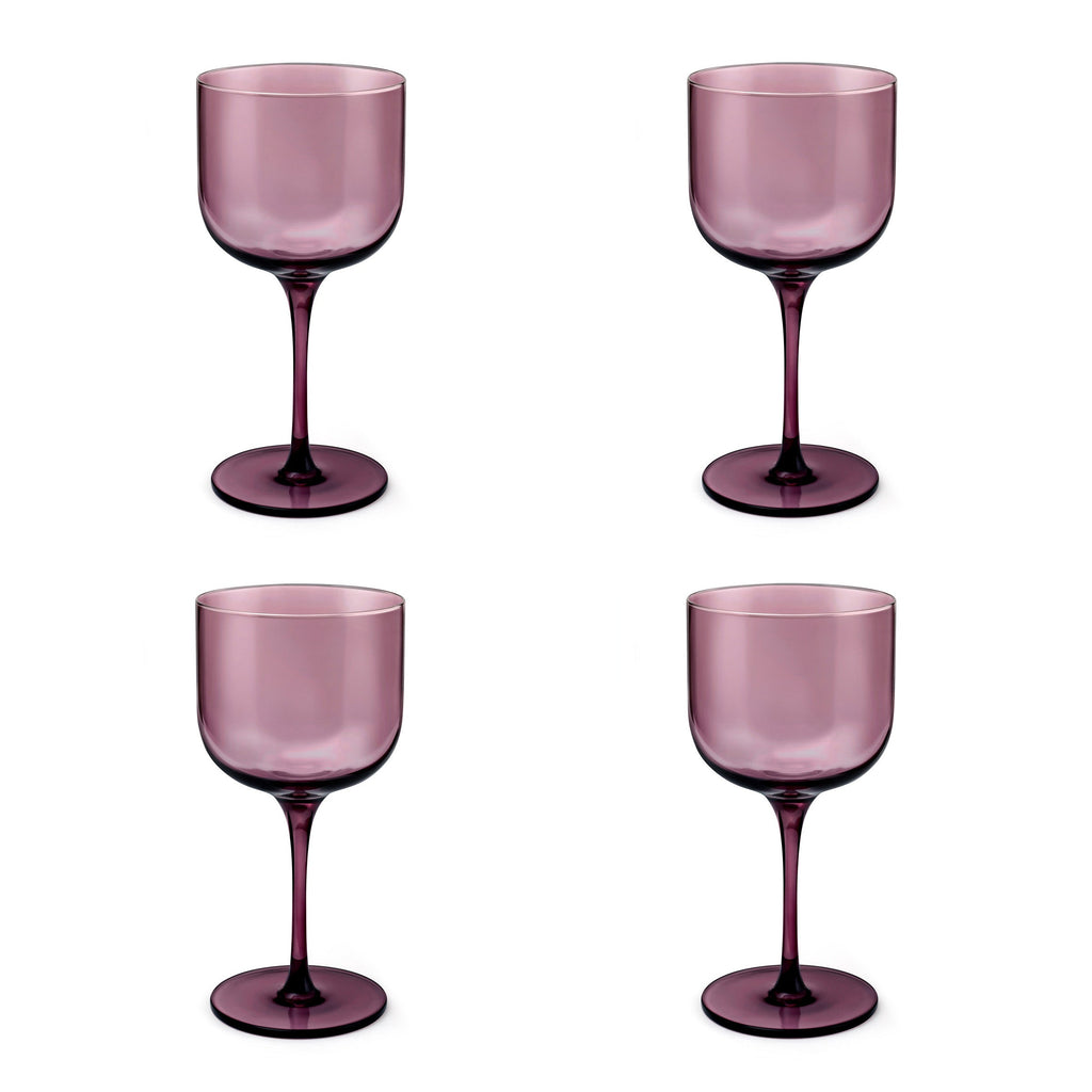 Eyden - Lot De 4 Verres À Pied 26 Cl - Verre Soufflé Bouche - Rose