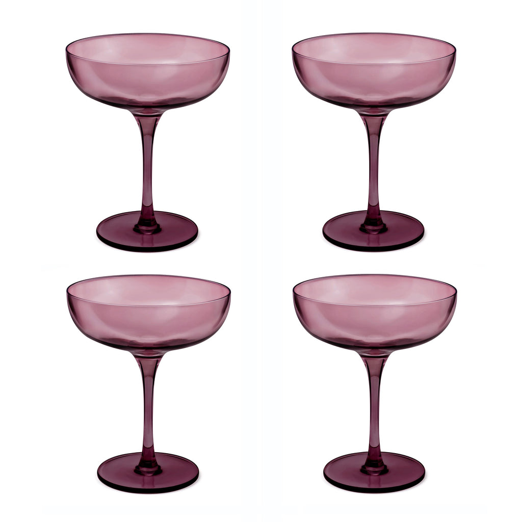 Eyden - Lot De 4 Coupes À Champagne 17 Cl - Verre Soufflé Bouche - Rose