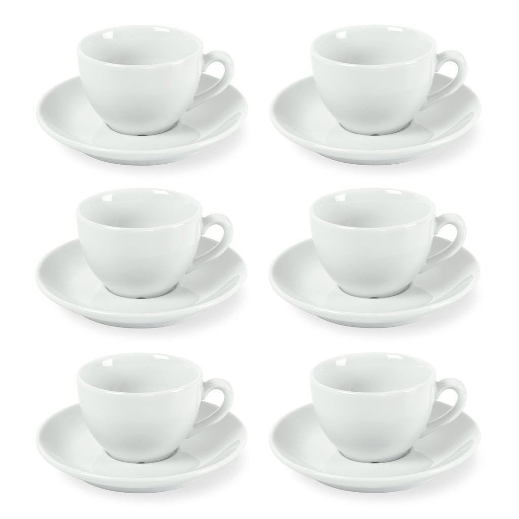 Côme - 6 Tasses Et Soucoupes Café - Porcelaine - Blanc