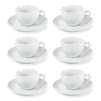 Côme - 6 Tasses Et Soucoupes Café - Porcelaine - Blanc
