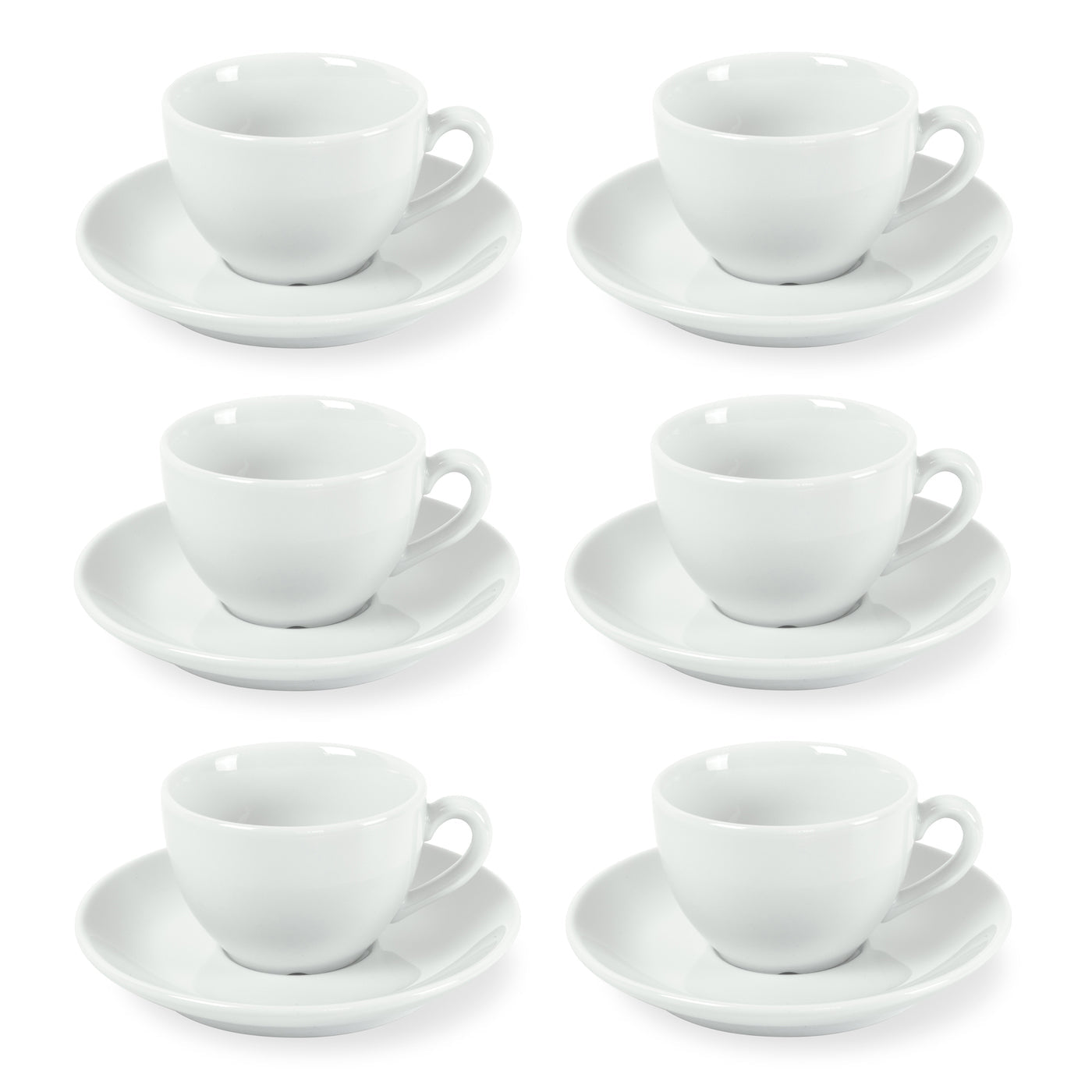 Côme - 6 Tasses Et Soucoupes Café - Porcelaine - Blanc