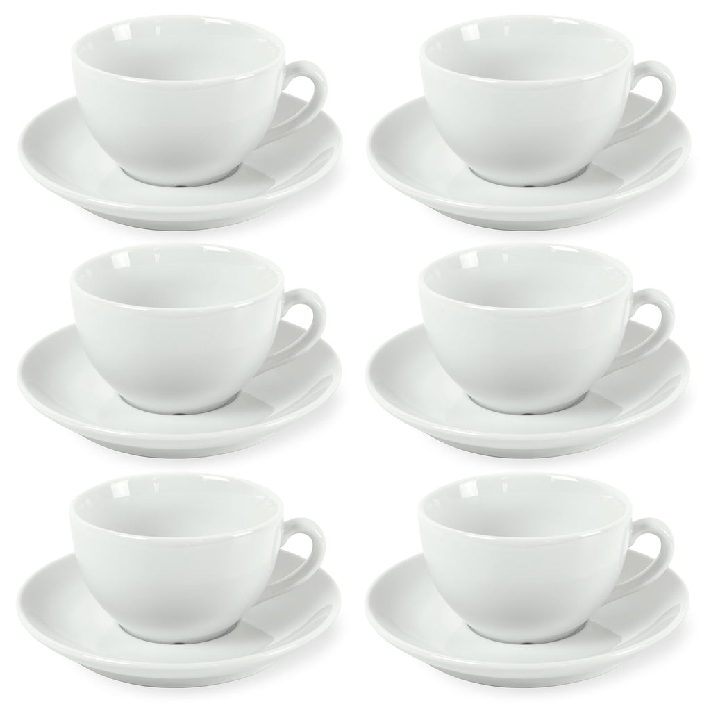 Côme - 6 Tasses Et Soucoupes Thé - Porcelaine - Blanc