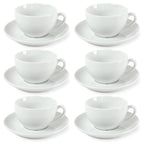 Côme - 6 Tasses Et Soucoupes Thé - Porcelaine - Blanc