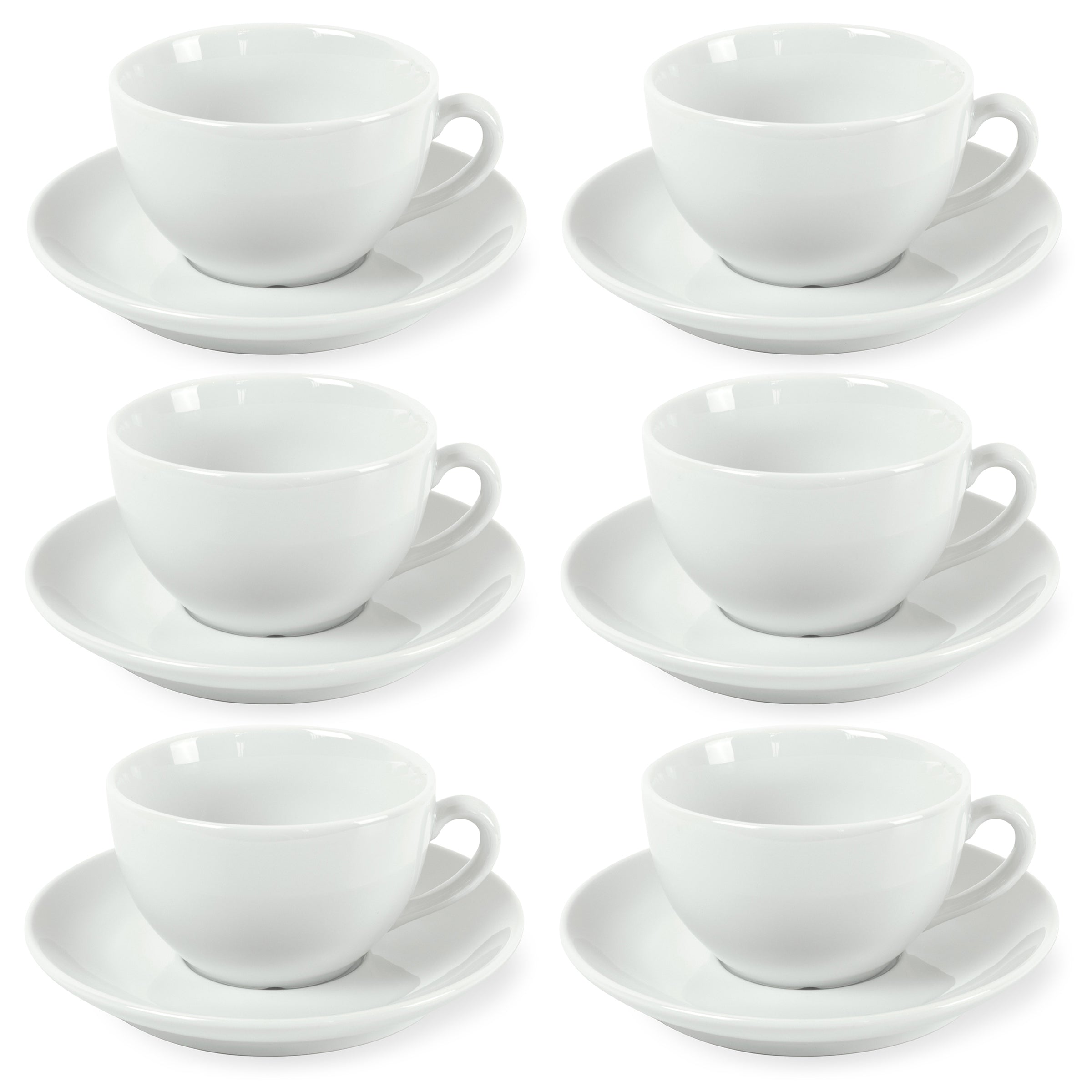 Côme - 6 Tasses Et Soucoupes Thé - Porcelaine - Blanc