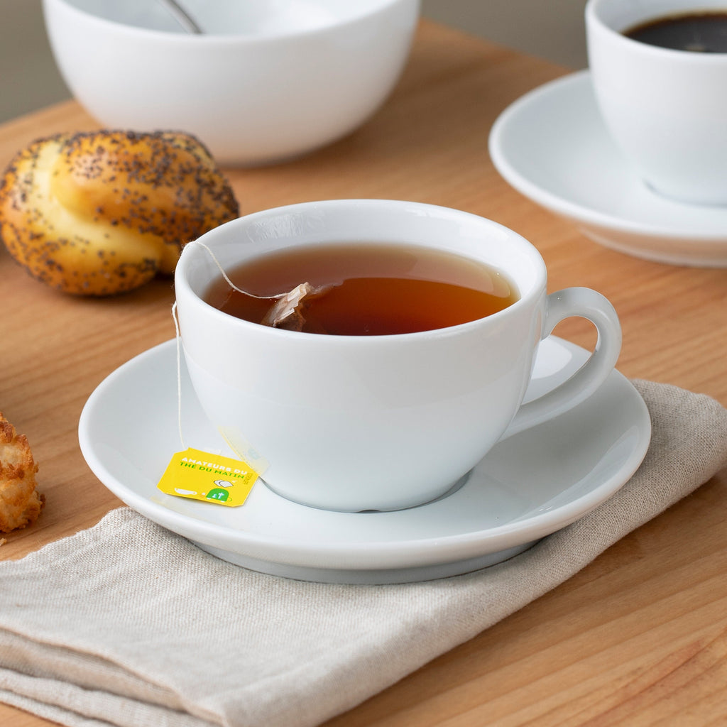 Côme - 6 Tasses Et Soucoupes Thé - Porcelaine - Blanc