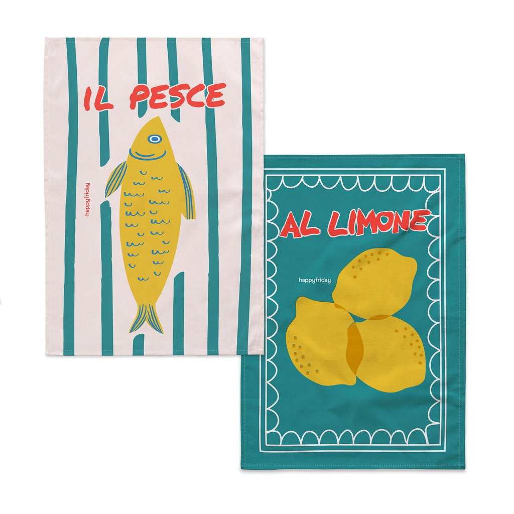 Torchon (2 Pièces) Lemon Fish - Multicolore