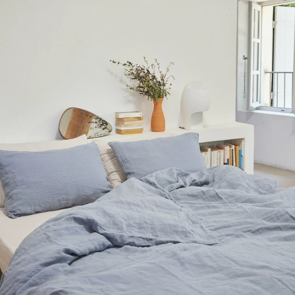 Housse De Couette 100% Lin - Gris Bleu
