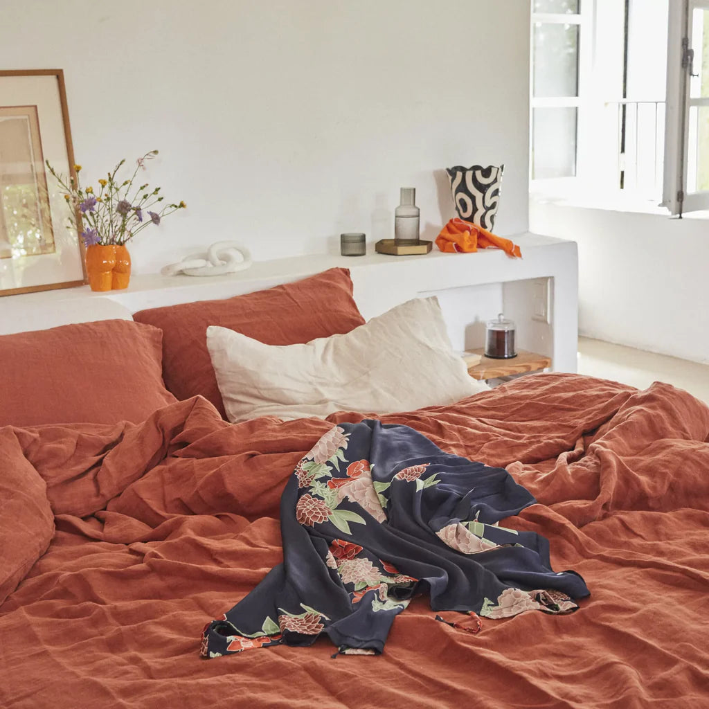 Drap Housse 100% Lin - Terracotta