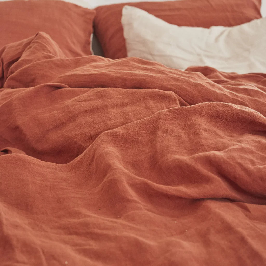 Drap Housse 100% Lin - Terracotta
