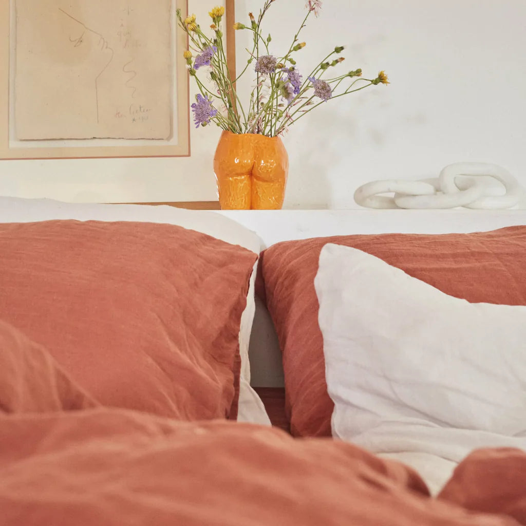 Drap Housse 100% Lin - Terracotta