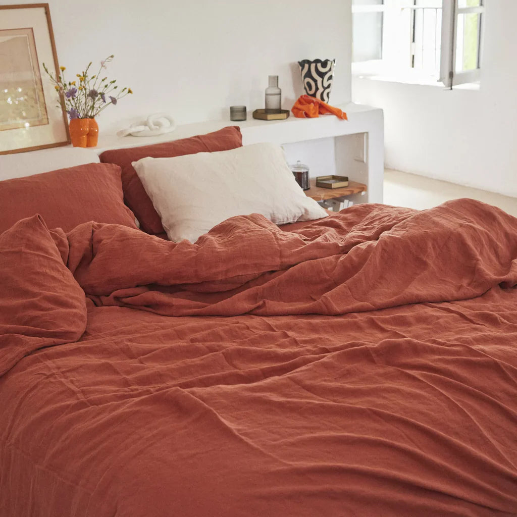Drap Housse 100% Lin - Terracotta