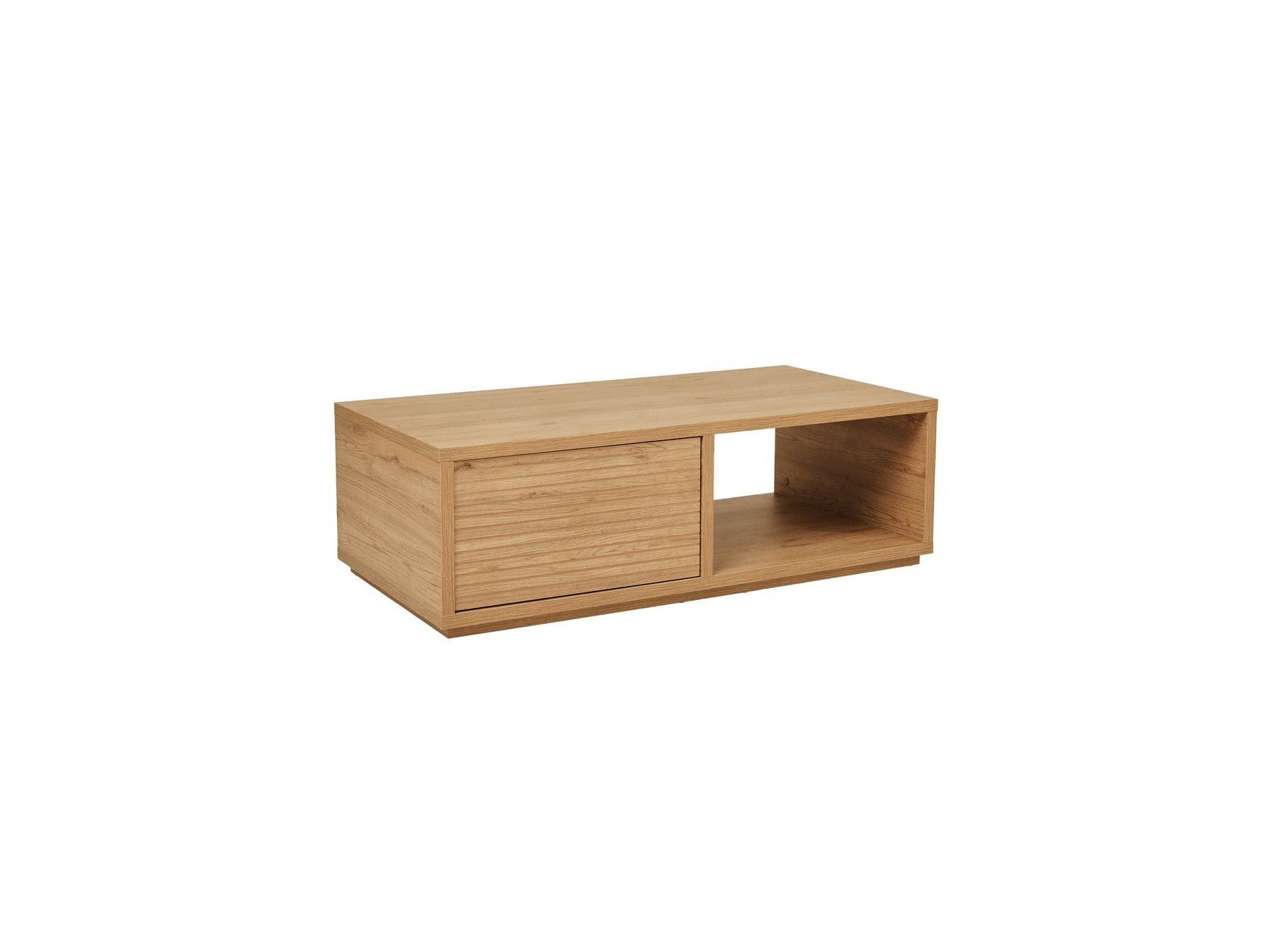 Ferret - Table Basse Avec Tiroir - Effet Tasseaux De Bois