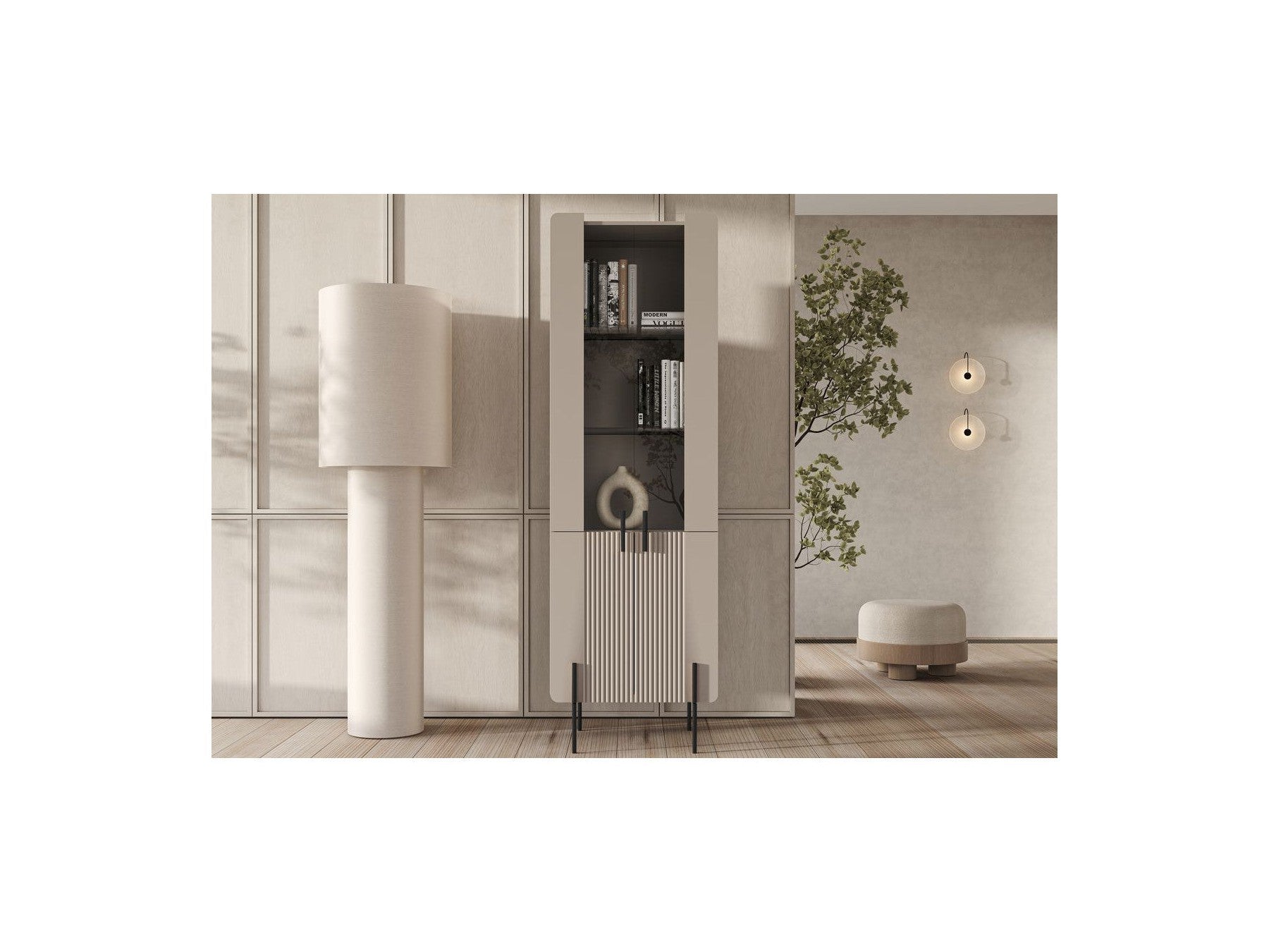 Mathilde - Meuble Vitrine 2 Portes - Pieds Noirs