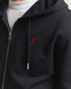 Ami Paris - Sweat À Capuche Zippé Ami De Coeur – Noir