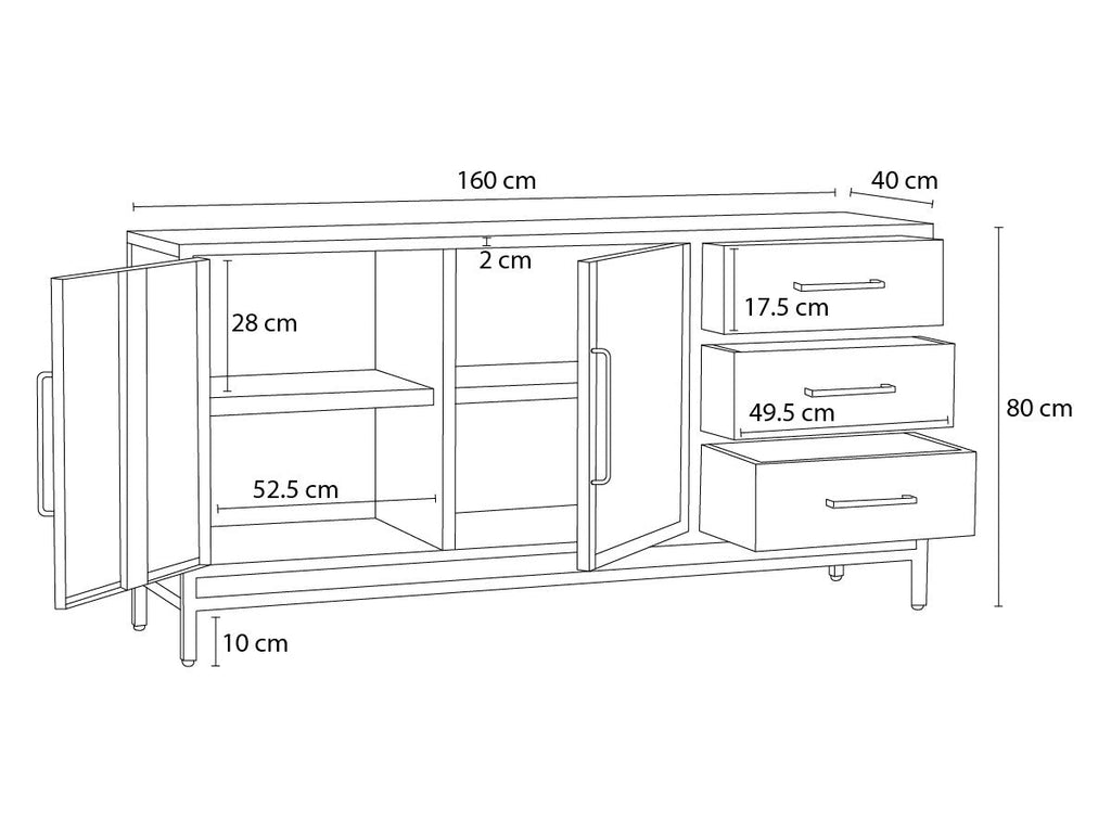 Beaubourg - Buffet 2 Portes - Bois Massif De Manguier