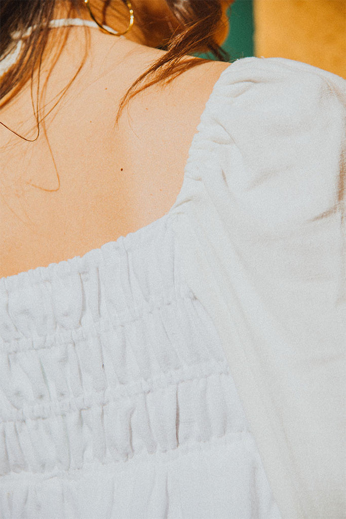 Top Quiterie Lin Viscose Blanc