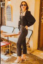 Top Quiterie Lin Viscose Noir