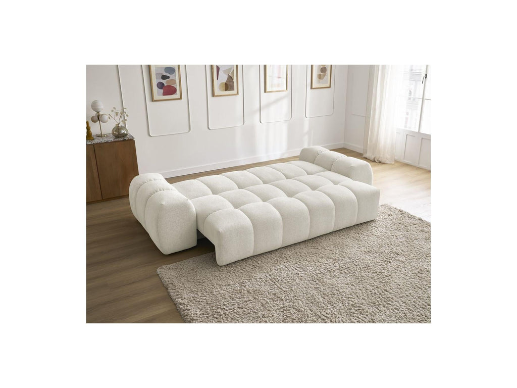 Everest - Canapé Droit Convertible Coffre - Tissu Chiné - 2 Coussins