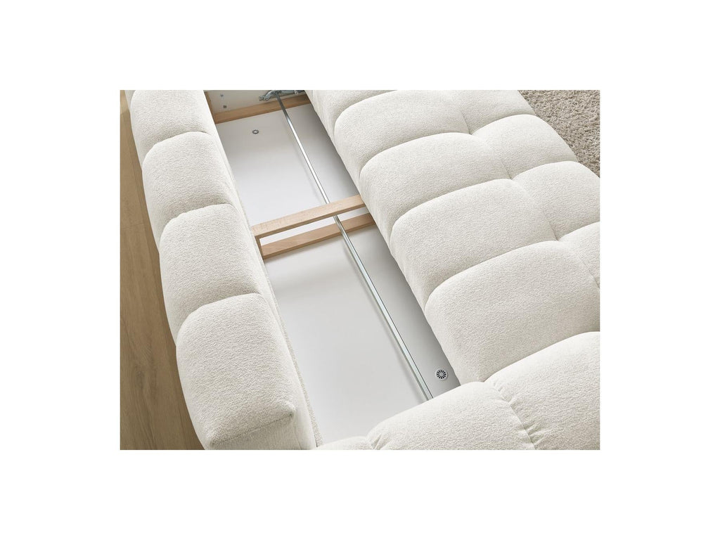 Everest - Canapé Droit Convertible Coffre - Tissu Chiné - 2 Coussins