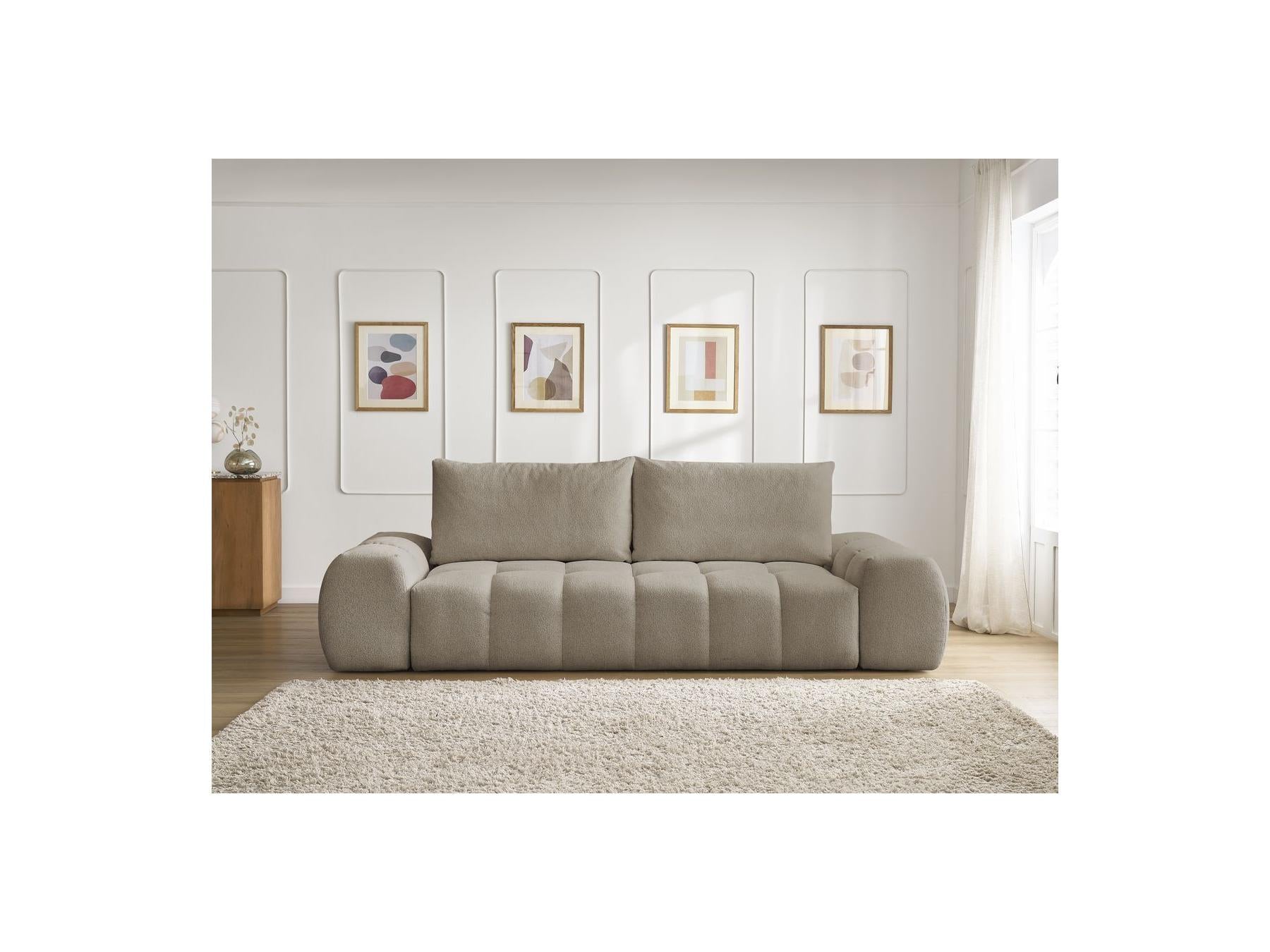 Everest - Canapé Droit Convertible Coffre - Tissu Chiné - 2 Coussins