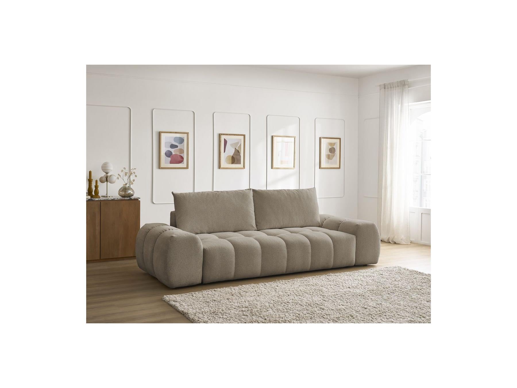 Everest - Canapé Droit Convertible Coffre - Tissu Chiné - 2 Coussins