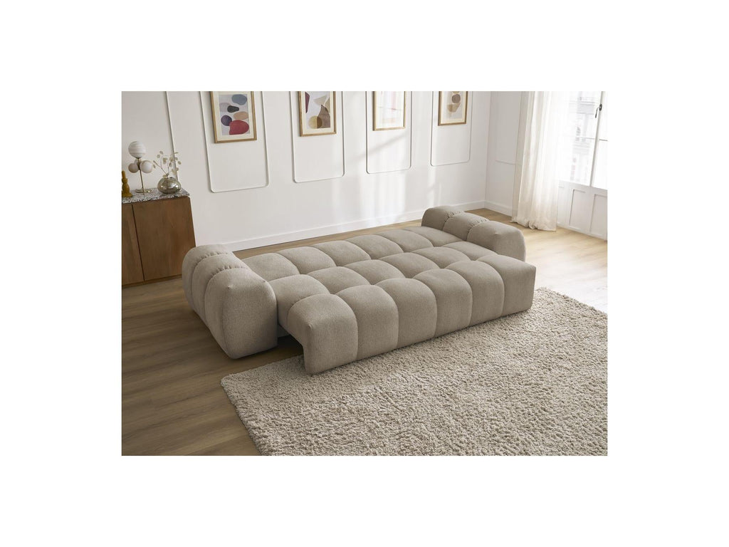 Everest - Canapé Droit Convertible Coffre - Tissu Chiné - 2 Coussins