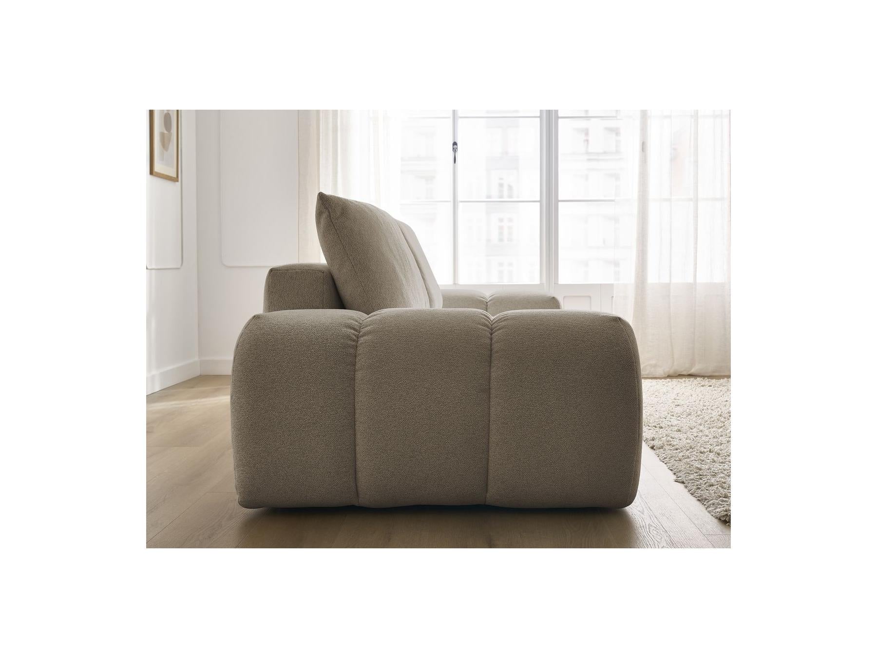 Everest - Canapé Droit Convertible Coffre - Tissu Chiné - 2 Coussins