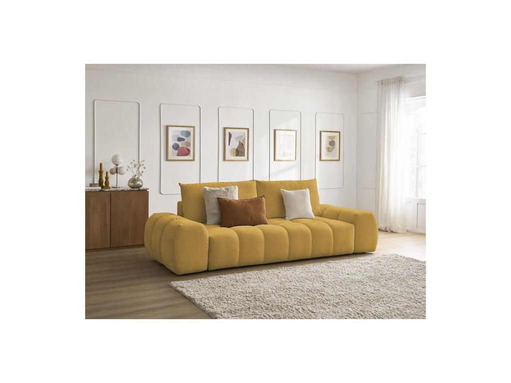 Everest - Canapé Droit Convertible Coffre - Tissu Chiné - 2 Coussins