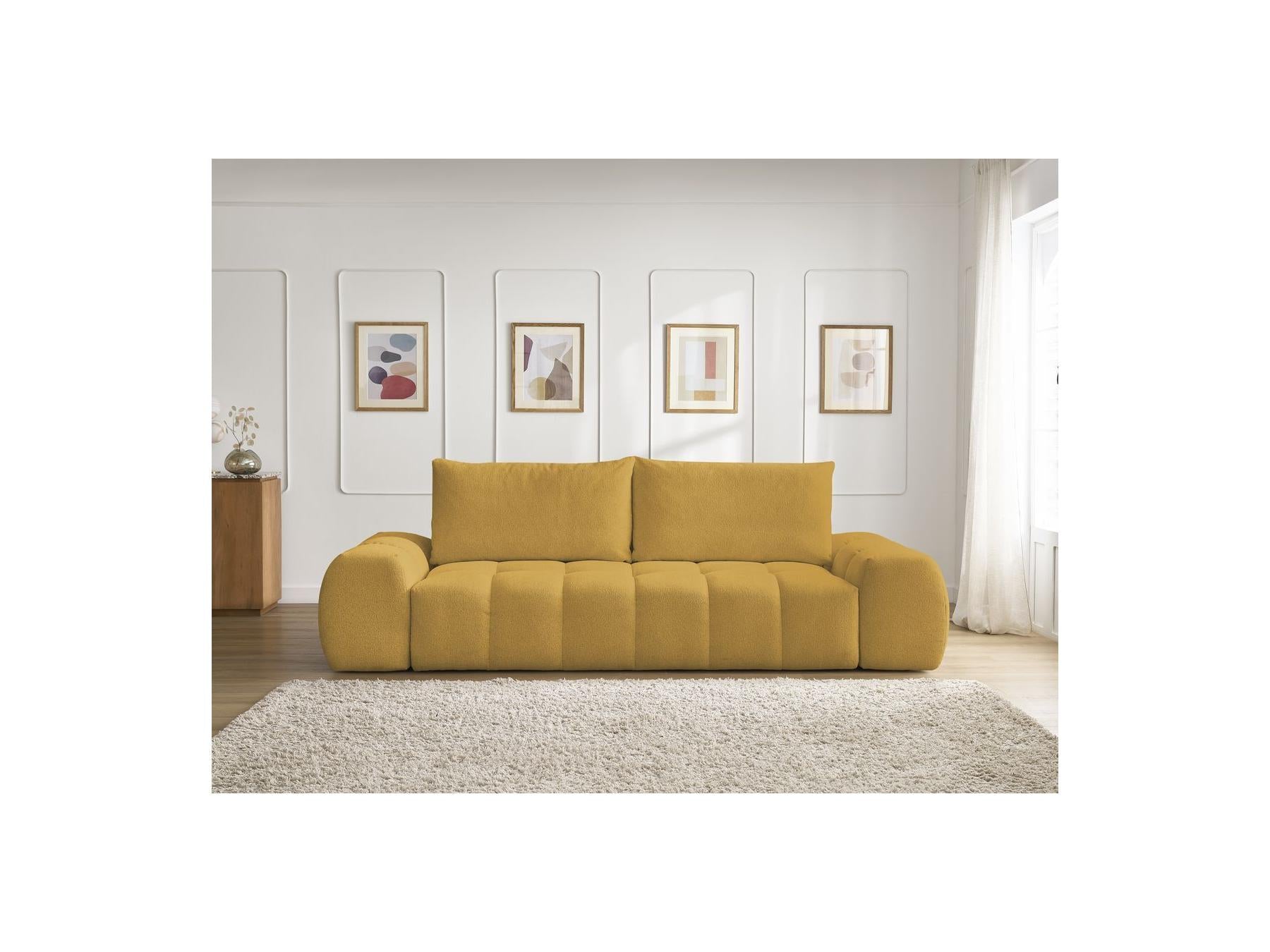 Everest - Canapé Droit Convertible Coffre - Tissu Chiné - 2 Coussins