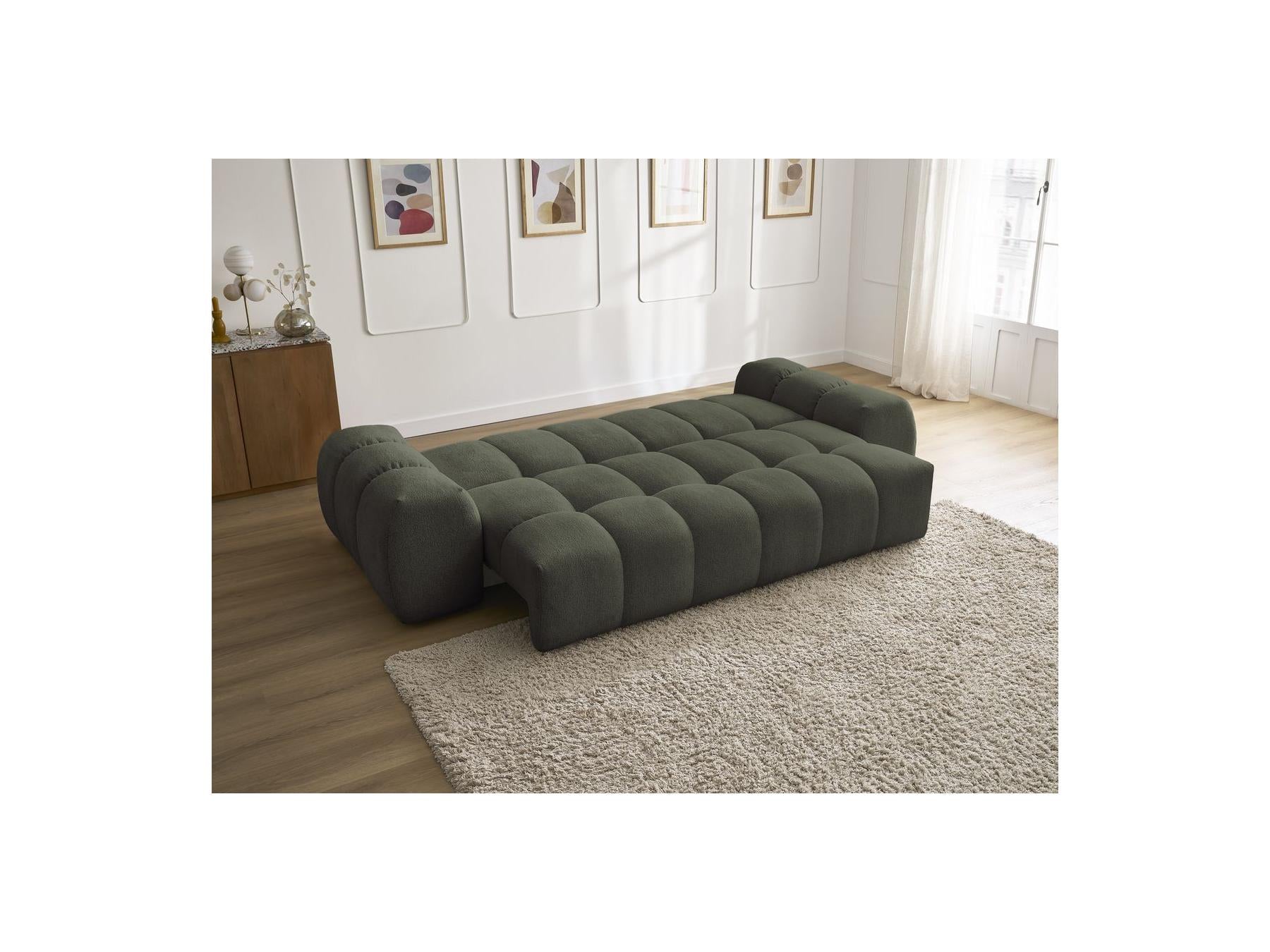 Everest - Canapé Droit Convertible Coffre - Tissu Chiné - 2 Coussins