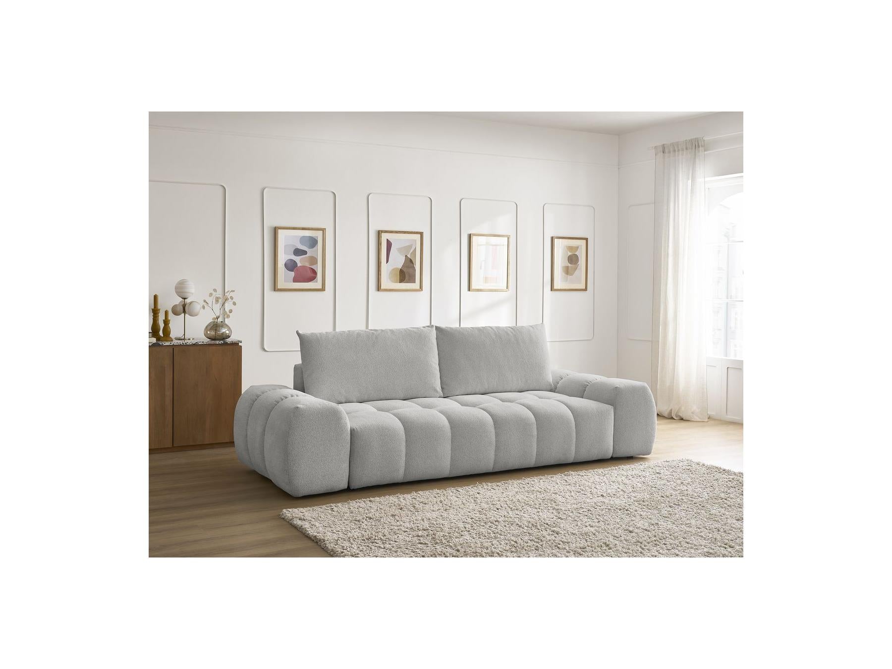 Everest - Canapé Droit Convertible Coffre - Tissu Chiné - 2 Coussins