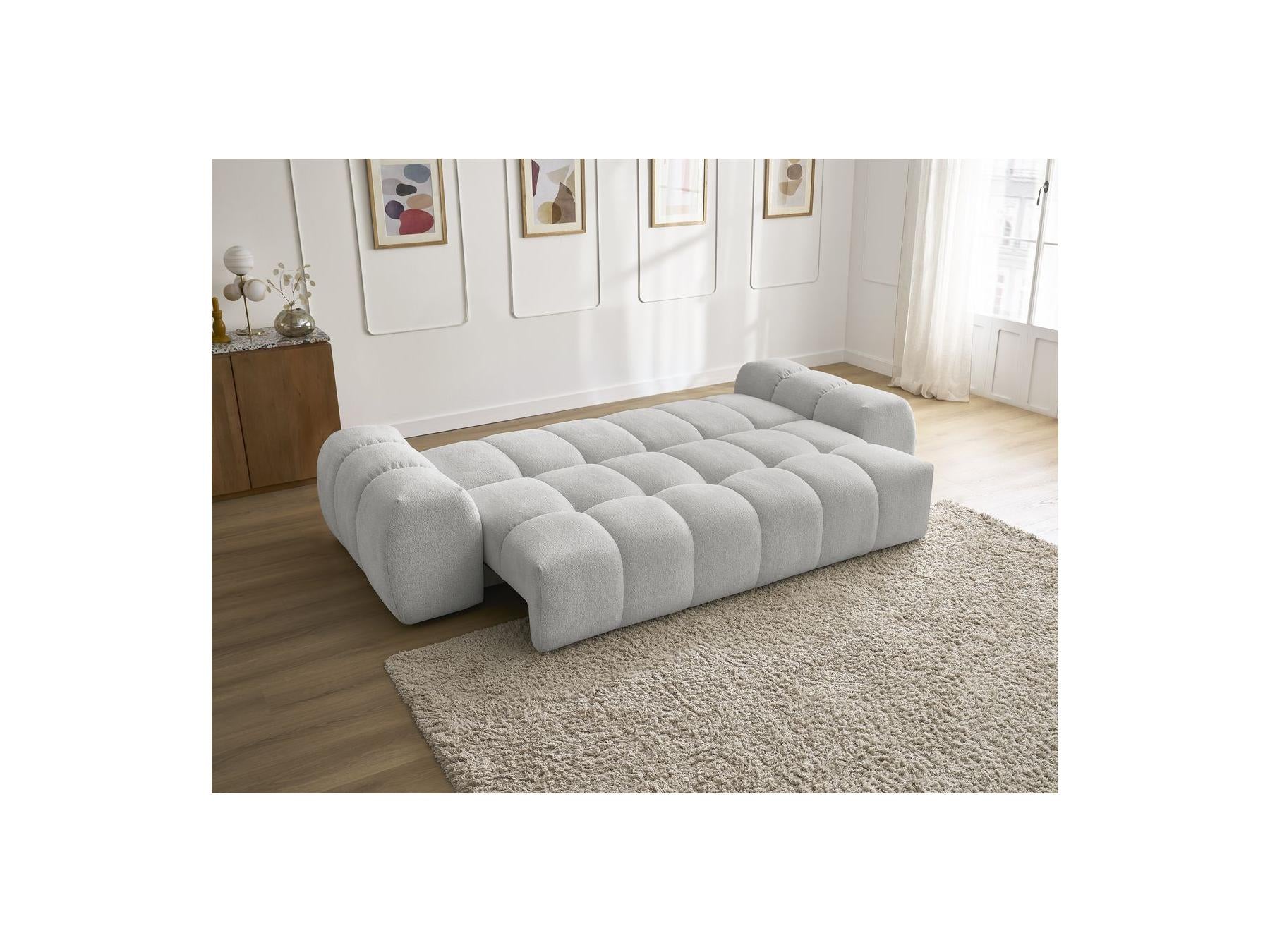 Everest - Canapé Droit Convertible Coffre - Tissu Chiné - 2 Coussins