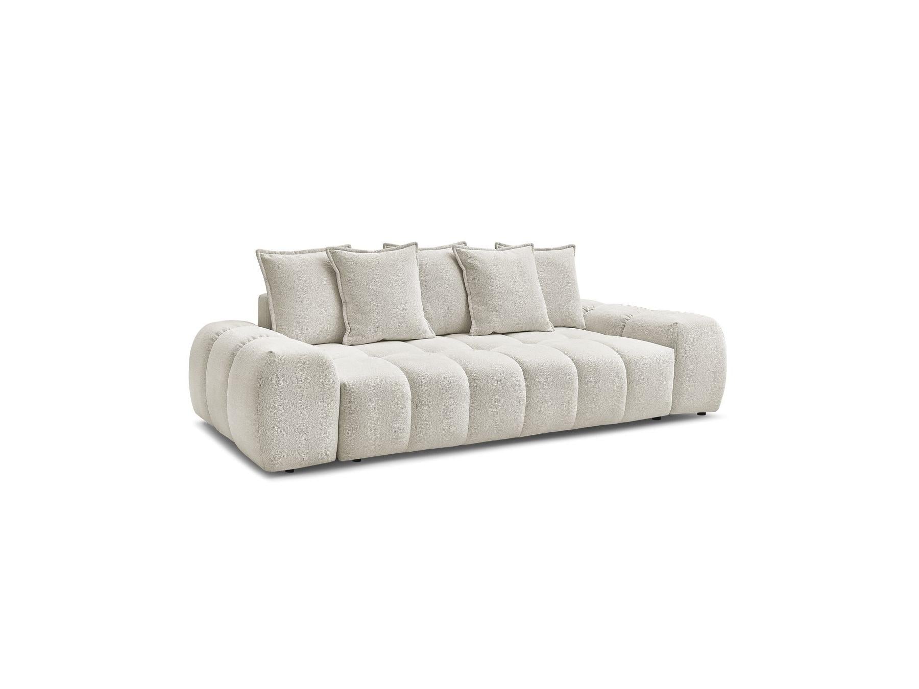 Everest - Canapé Droit Convertible Coffre - Tissu Chiné - 5 Coussins