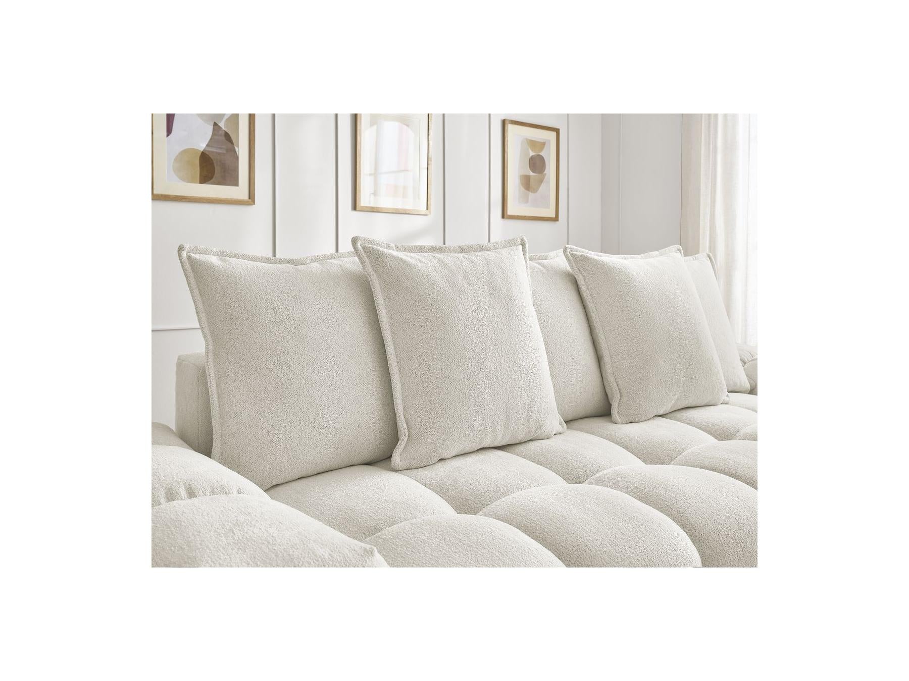 Everest - Canapé Droit Convertible Coffre - Tissu Chiné - 5 Coussins