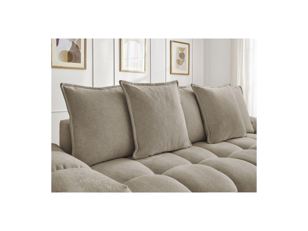Everest - Canapé Droit Convertible Coffre - Tissu Chiné - 5 Coussins